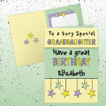 Special granddaughter name purple birthday card<br><div class="desc">Celebrate your amazing granddaughter's big day with this starry birthday card! Perfect for a special young lady, it’s designed with stars to match her bright personality. Add her name and a personal birthday message to make it one-of-a-kind—because she deserves a card as awesome as she is! Whether she’s blowing out...</div>