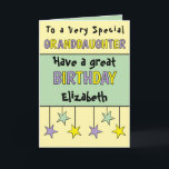 Special granddaughter name purple birthday card<br><div class="desc">Celebrate your amazing granddaughter's big day with this starry birthday card! Perfect for a special young lady, it’s designed with stars to match her bright personality. Add her name and a personal birthday message to make it one-of-a-kind—because she deserves a card as awesome as she is! Whether she’s blowing out...</div>