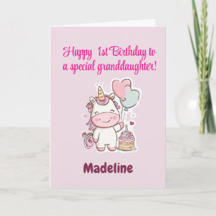 Special Granddaughter, Personalized 1st Birthday Card