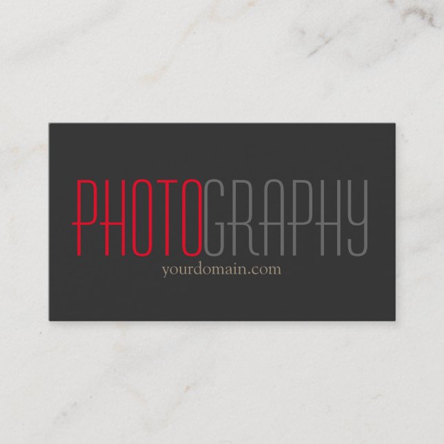 Special Grey Red Photographer Business Card (Front)