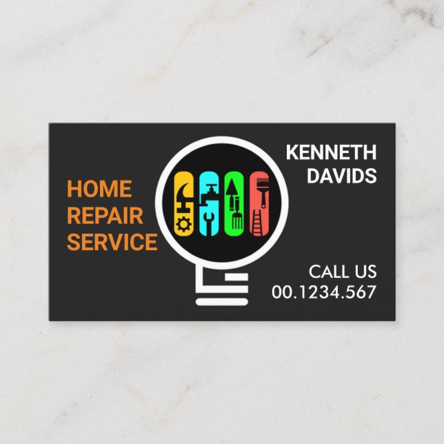 Special Handyman Tools Bulb Business Card (Front)