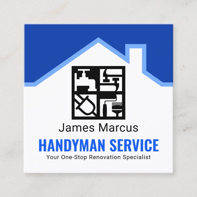 Special Handyman Tools Window Square Business Card (Front)