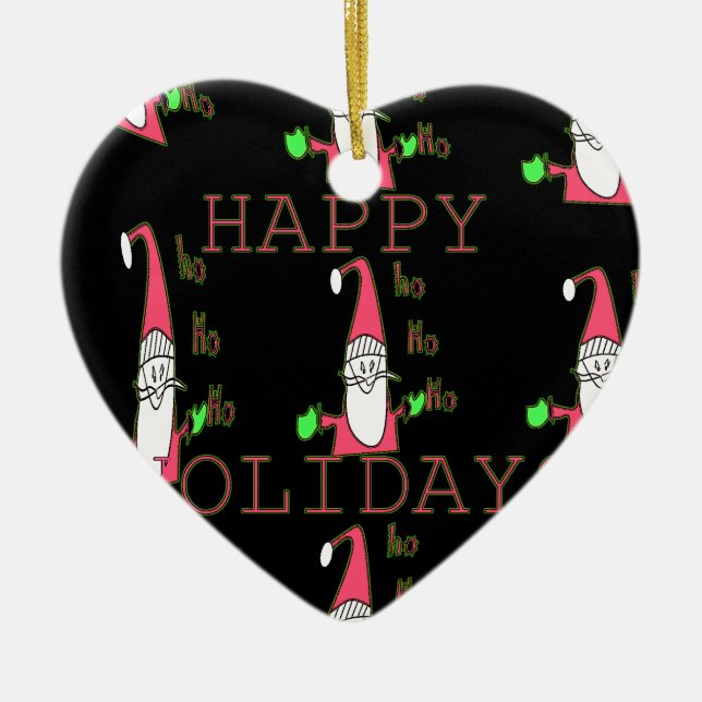 Special Happy Holidays Ho Ho Ho Ink Sketch Santa g Ceramic Ornament (Front)