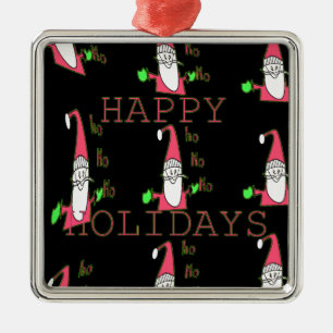 Special Happy Holidays Ho Ho Ho Ink Sketch Santa g Metal Ornament
