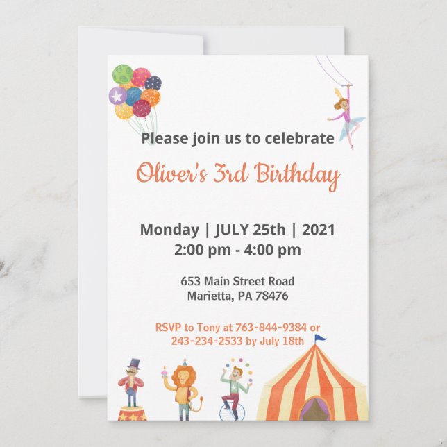 Special Kids Cartoon Theme Elegant Birthday Invitation (Front)