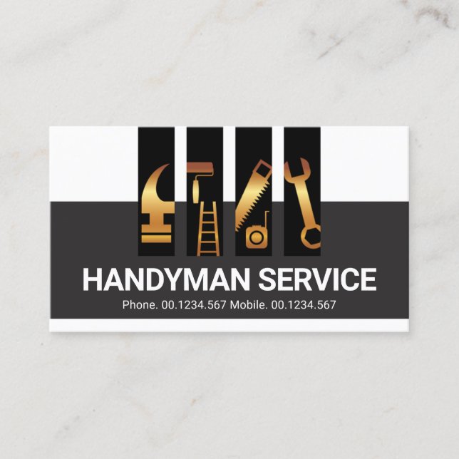 Special Layers Gold Handyman Tools Tab Business Card (Front)
