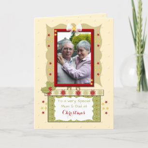Special mom and dad at Christmas photo greeting Holiday Card