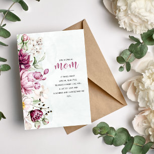 Special Mom Peonies Watercolor Holiday Card