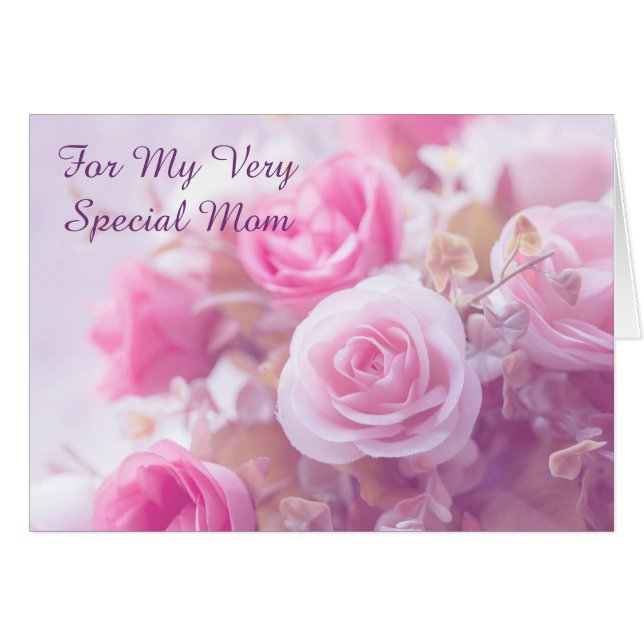 Special Mom Pink Roses Mother's Day Card (Front Horizontal)