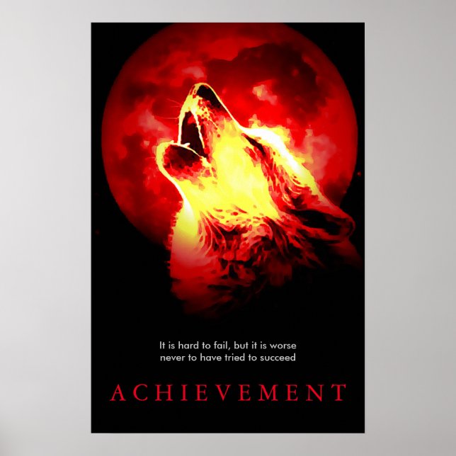 Special Motivational Wolf & Red Fullmoon Poster (Front)