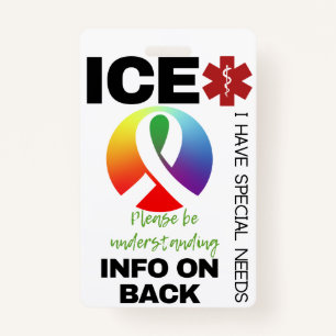 Special Needs Autistic ICE (In Case of Emergency) Badge
