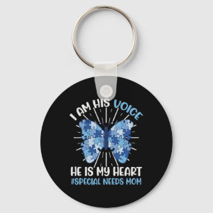 Special Needs Mom I Am His Voice He Is My Heart Au Keychain