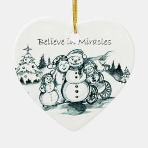 Special Needs Snowman Family Christmas Ornament