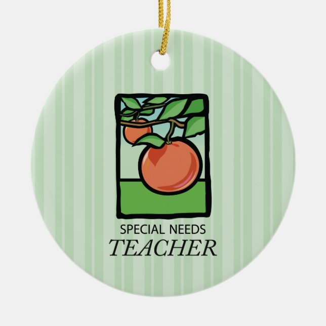 Special Needs Teacher Thank You, Apple Ceramic Ornament (Front)