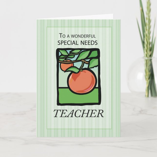 Special Needs Teacher Thank You, Apple Thank You Card (Front)