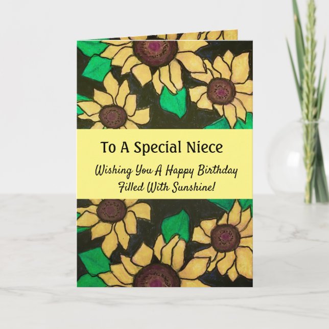 Special Niece Birthday Cheerful Sunflowers Card (Front)