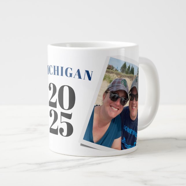 Special Occasion Vacation Family Reunion Photo Large Coffee Mug (Front Right)