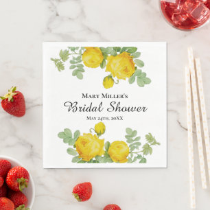 Special Occassion Yellow Rose Bridal Shower  Napkin