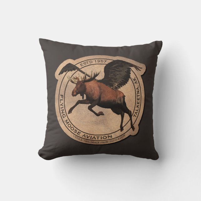 Special Op Number 2 Flying Moose Aviation Patch Throw Pillow (Front)