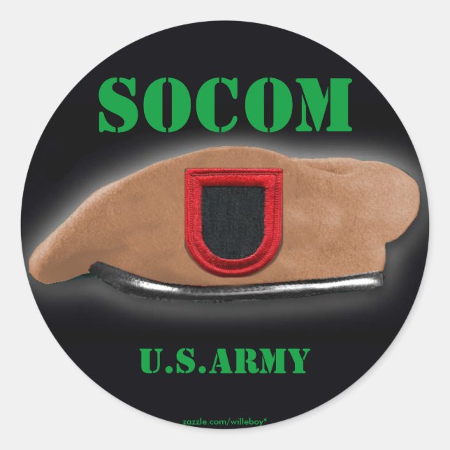 Special ops command socom beret flash vet Sticker (Front)
