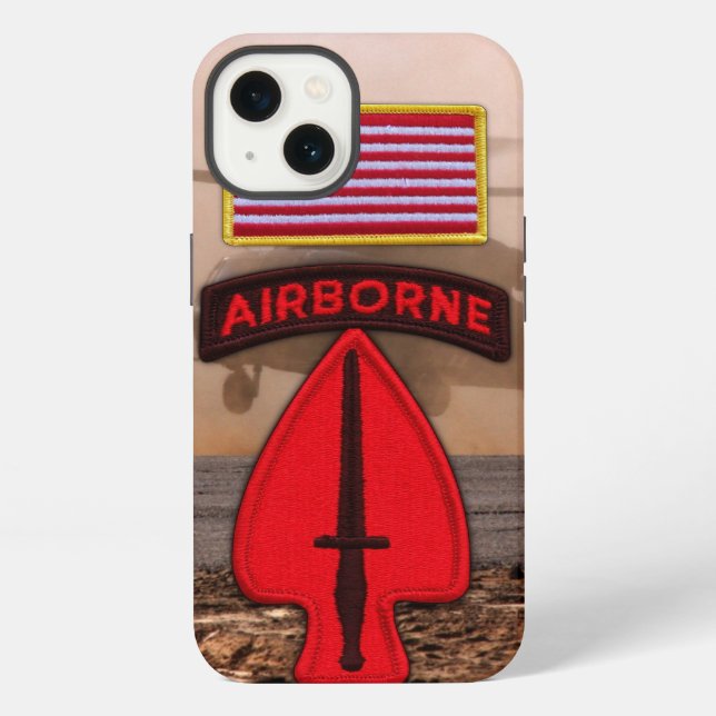 Special ops USASOC Veterans Vets Patch iPhone Case (Back)