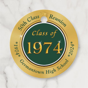 Special Order, 50th Class Reunion Tags, Green Gold Favour Tags