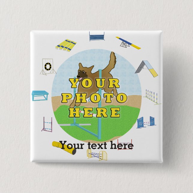 Special Personal Dog Agility 2 Inch Square Button (Front)