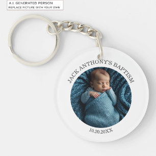 Special Photo Boy's Baptism Favour Keychain