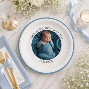 Special Photo Boy's Baptism Paper Plate