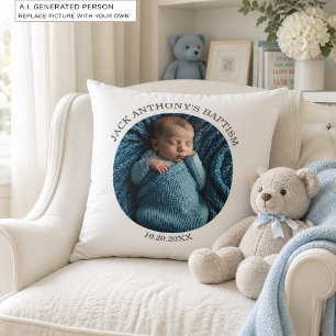 Special Photo Boy's Baptism Throw Pillow