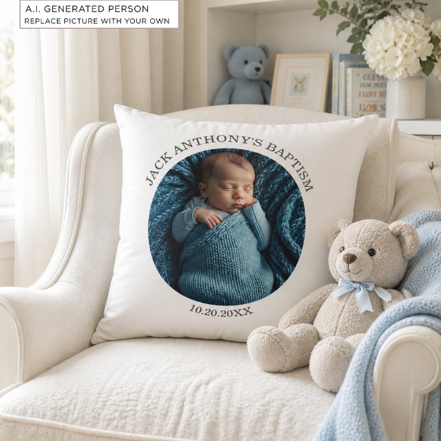 Special Photo Boy's Baptism   Throw Pillow (Creator Uploaded)