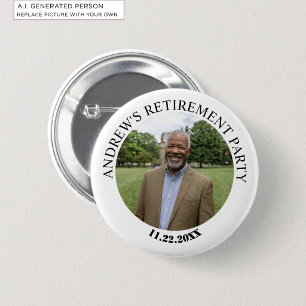 Special Photo Elegant Retirement Party 2 Inch Round Button
