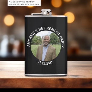 Special Photo Elegant Retirement Party Hip Flask
