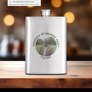 Special Photo Elegant Retirement Party Hip Flask