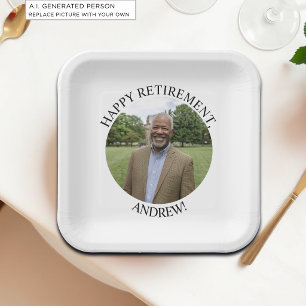 Special Photo Elegant Retirement Party Paper Plate