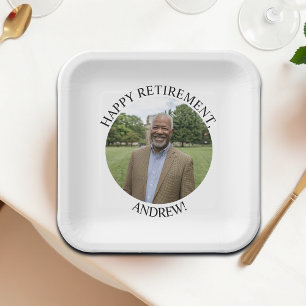 Special Photo Elegant Retirement Party Paper Plate