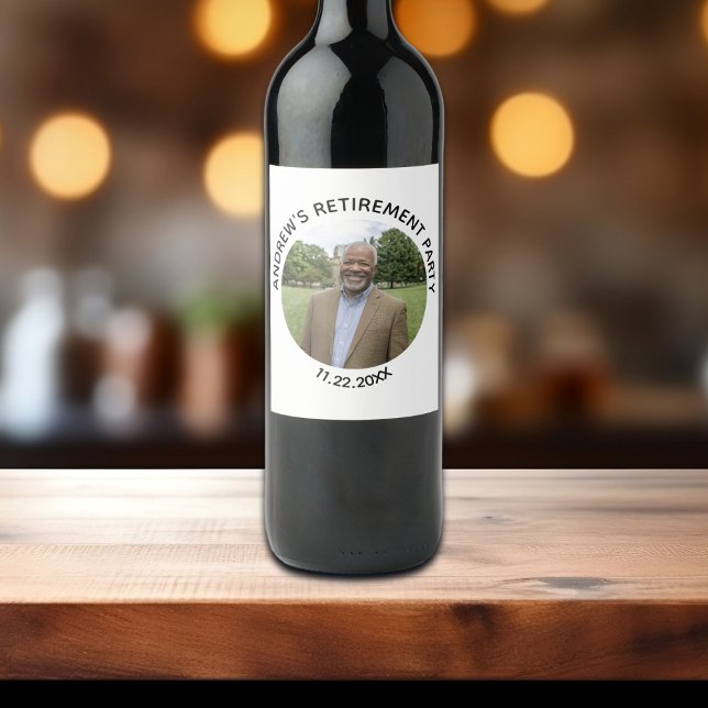 Special Photo Elegant Retirement Party Wine Label (Creator Uploaded)