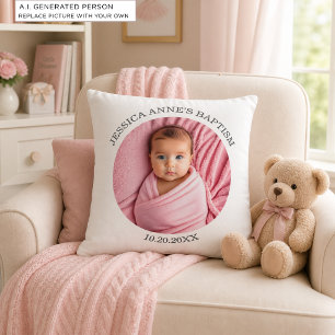 Special Photo Girl's Baptism Favour Throw Pillow