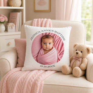 Special Photo Girl's Baptism Favour Throw Pillow