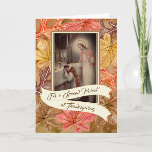 Special PriestThanksgiving Autumn Leaves Holiday Card