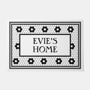 Special request Black and White Tile Design Custom Doormat