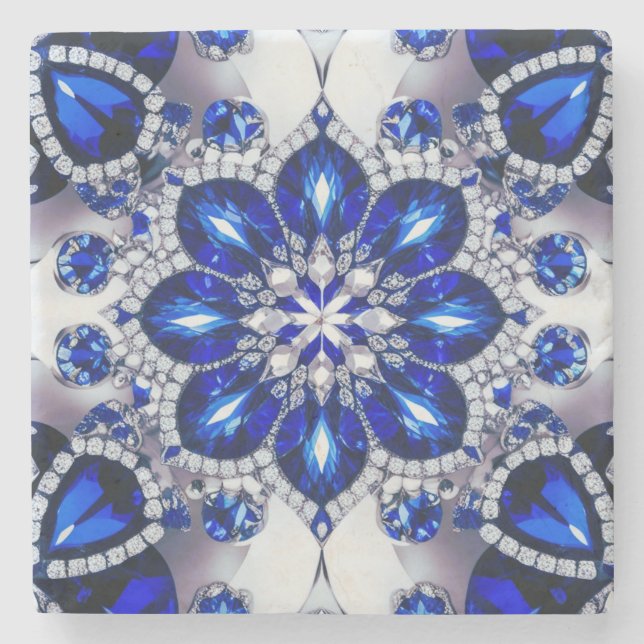 Special stone coaster with Blue White Colours (Front)