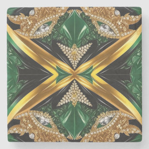 Special stone coaster with Jamaican Colours