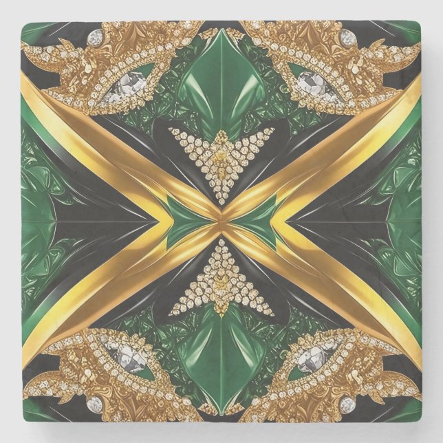 Special stone coaster with Jamaican Colours (Front)