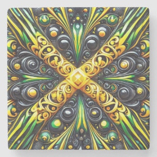 Special stone coaster with Jamaican Colours