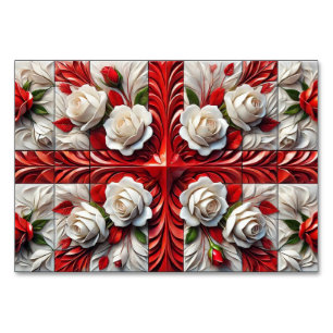 Special table card with English Roses Design