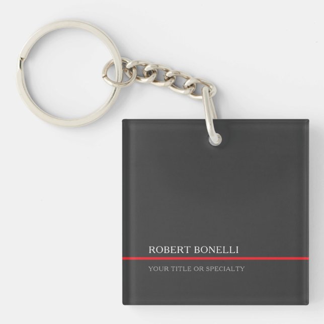 Special Unique Grey Red Elegant Modern Keychain (Front)