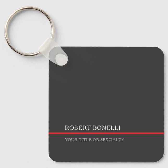 Special Unique Grey Red Elegant Modern Keychain (Front)