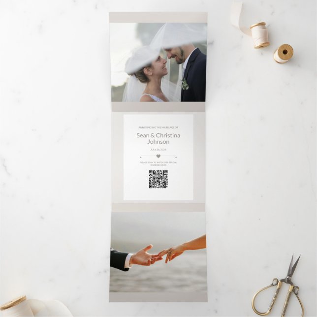 Special Wedding Add Photo Tri-Fold Announcement (Inside)