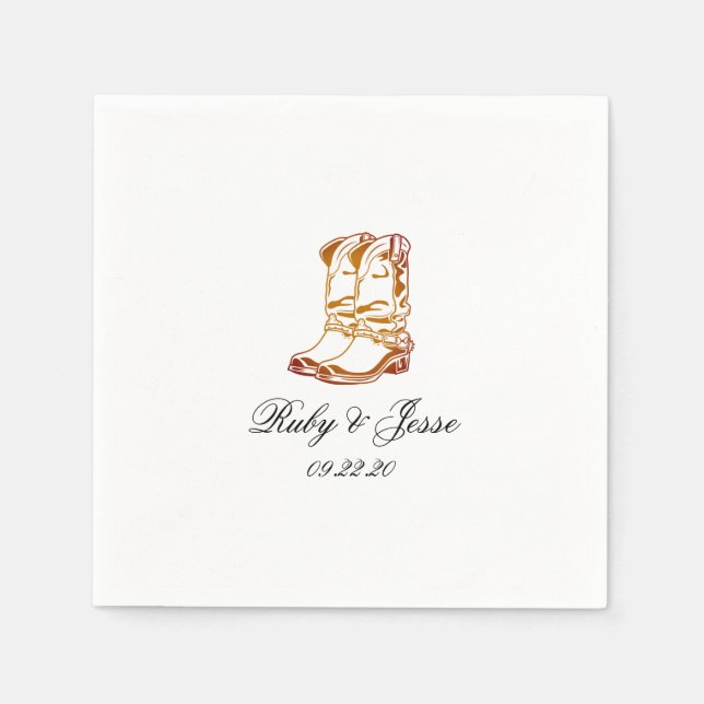 Special  Western Dark Brown Wedding Napkin (Front)